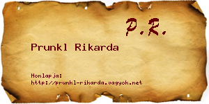 Prunkl Rikarda névjegykártya